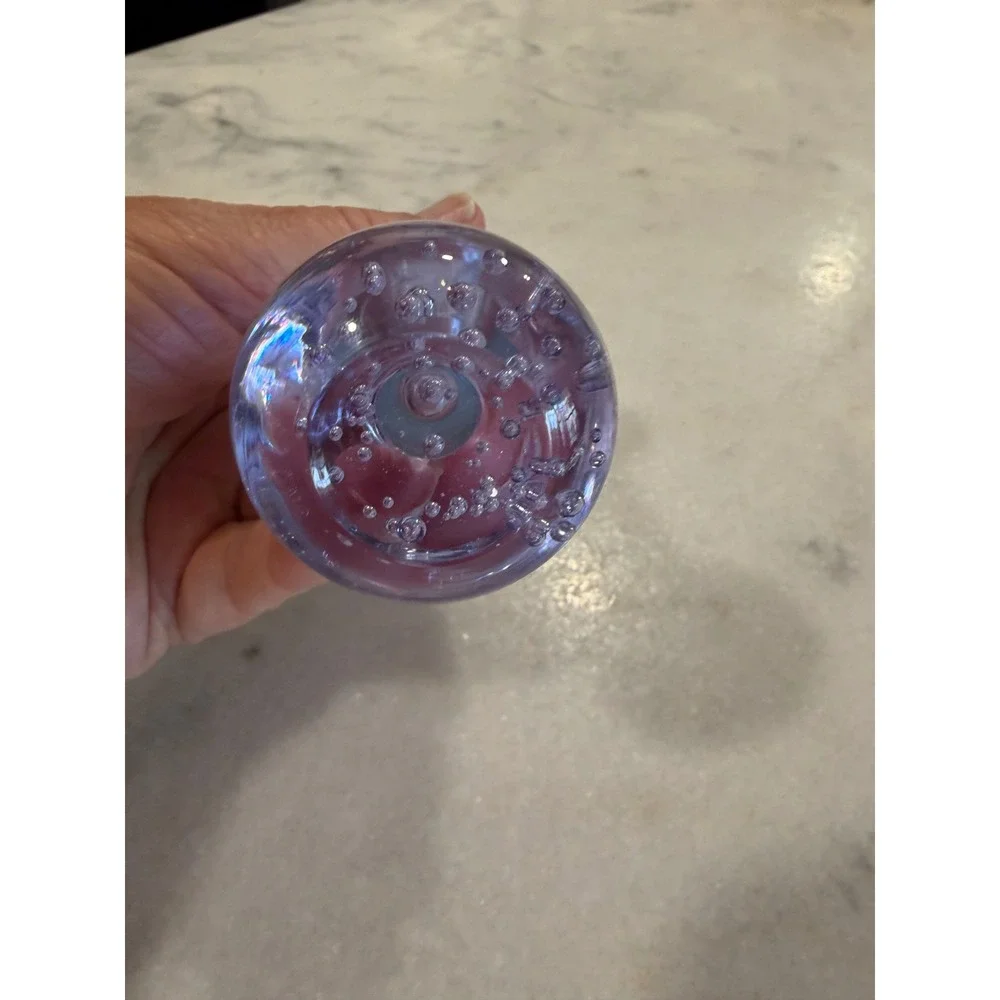 Vintage Scandinavian Art Glass Bud Vase Lavender Controlled Bubble Bullicante
